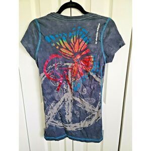 Christian Audigier "C Bar A" Lovestock Ranch T-Shirt‎ Women's M Medium Gray S/S